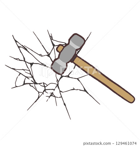 Illustration material of breaking with a hammer Illustration material of breaking with a hammer 129461074