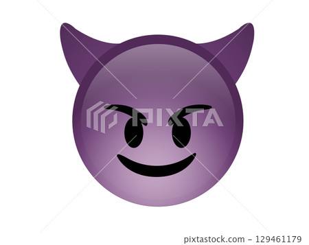 Isolated purple demon devil smiling face icon with Horns 129461179