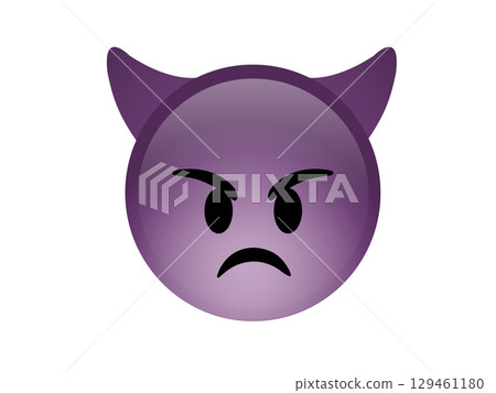 Isolated purple demon devil angry face icon with Horns 129461180