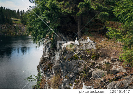 Landscape of the mountain park Ruskeala in the Republic of Karelia Landscape of the mountain park Ruskeala in the Republic of Karelia 129461447