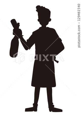 Silhouette illustration of a man standing with a glass of wine in his hand Silhouette illustration of a man standing with a glass of wine in his hand 129461540