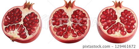 切開的石榴的橫切面 129461672