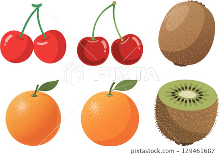 許多水果的插圖集 129461687