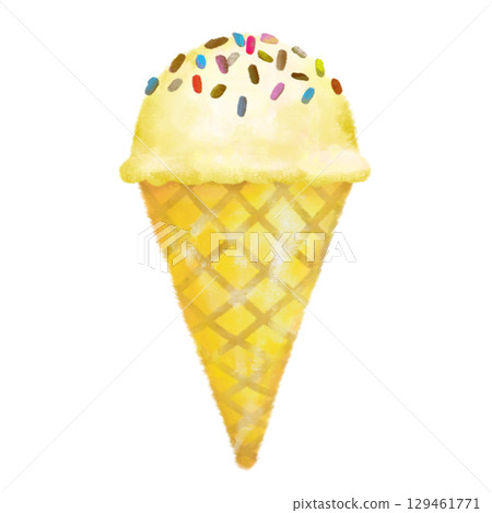 手繪時尚冰淇淋甜筒，附香草配料 129461771