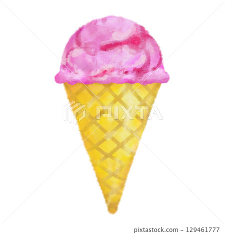 Hand-painted stylish ice cream cone strawberry marble 129461777
