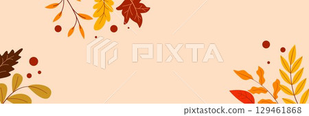 Autumn banners with colorful leaves 129461868