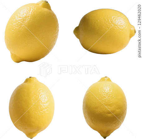 Lemons lined up on a white background 129462020