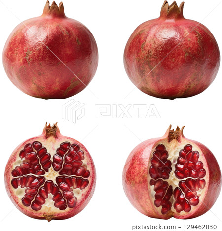 一組白色和紅色去皮石榴 129462030