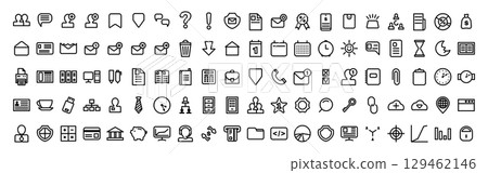 Large set of thin line icons representing business and office concepts Large set of thin line icons representing business and office concepts 129462146