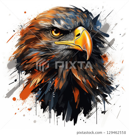 American white eagle design on colorful background for t-shirts 129462558
