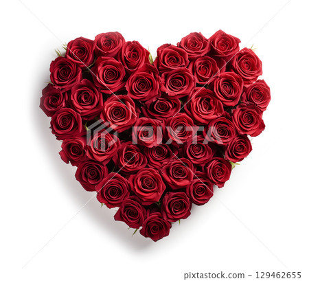 heart made of red roses isolated on a white background. Valentine's Day 129462655