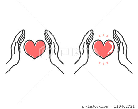 Illustration of two hands and a heart 2 Vector 129462721