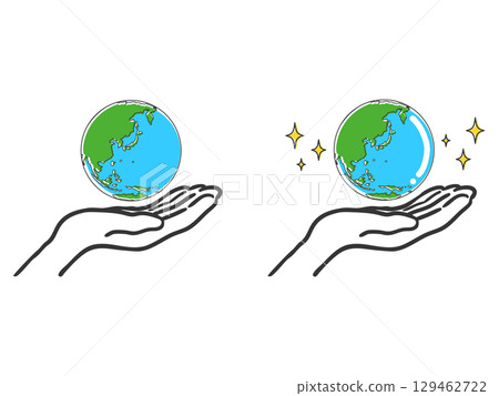 一手拿著地球儀的插圖(日本各地)2 向量 一手拿著地球儀的插圖(日本各地)2 向量 129462722