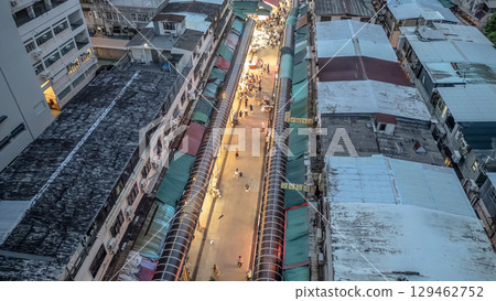 Aug 7 2025 twilight of Traditional wet market in Ngau Chi Wan Hong Kong 129462752