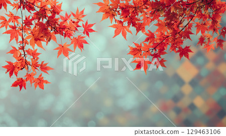 秋葉和秋天風景的美麗背景 129463106