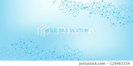 Health care or medical abstract background with hexagons, lines and dots. Scientific innovation banner template concept. Biology and pharmaceutical technology background. Vector illustration. 129463154