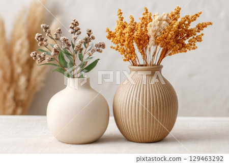 Dried flowers bringing rustic charm to modern interior design 129463292