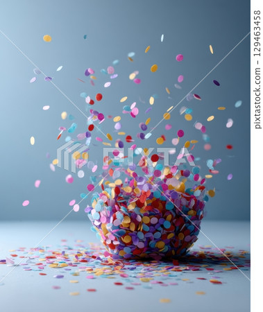 Dynamic Blue Confetti Burst Holiday Anniversary Visual Design 129463458