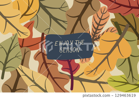 Colorful autumn leaves background inviting to enjoy the season 129463619