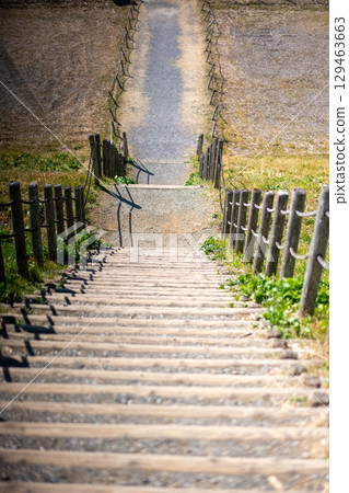 Stairway leading up the hill Stairway leading up the hill 129463663