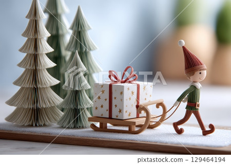 Whimsical Christmas White Gift, Snow, Elf, Holiday Spirit Decor 129464194