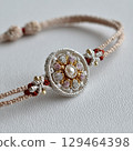 Oneofakind Beige Cord Filigree Jewelry Circular Pink Embellishment For Special Event Photograph 129464398