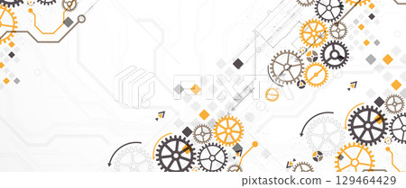 Abstract technology background. Cogwheels theme. Vector illustration 129464429