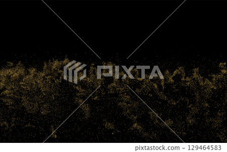 Isolated gold wavy pattern from small tinsel on black background Isolated gold wavy pattern from small tinsel on black background 129464583