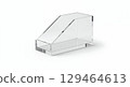 Acrylic pen stand isolated on white background, empty transparent holder, photorealistic front view 129464613
