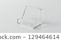 Acrylic pen stand isolated on white background, empty transparent holder, photorealistic front view 129464614