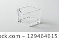 Acrylic pen stand isolated on white background, empty transparent holder, photorealistic front view 129464615