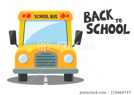 School bus driving on the road close-up on a white. Back to school 129464747