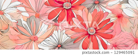 紅色非洲菊背景材料 129465091
