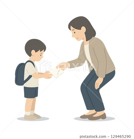 A mother giving a handkerchief to her child 129465290