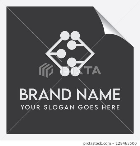 Futuristic Electronic Circuit Logo 129465500