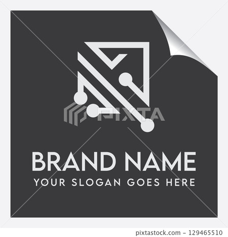 Futuristic Electronic Circuit Logo Futuristic Electronic Circuit Logo 129465510