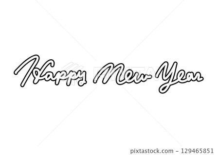 黑白輪廓的新年快樂字體 129465851