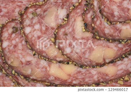 Salami with cheese and peppercorns Salami with cheese and peppercorns 129466017