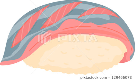 Cartoon iwashi sushi. Japanese cuisine, traditional food icon isolated on white background 129466078