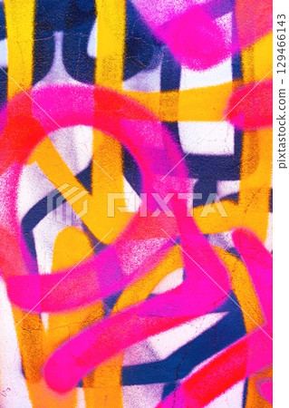 Vibrant Graffiti Pattern in Neon Pink, Orange, Blue for 90s Urban Aesthetic 129466143