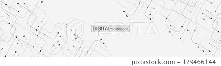 Motherboard technology circuit board texture design. Creative idea AI banner concept for internet technology. Digital motherboard concept for poster, cover, banner, header, web presentation template. 129466144
