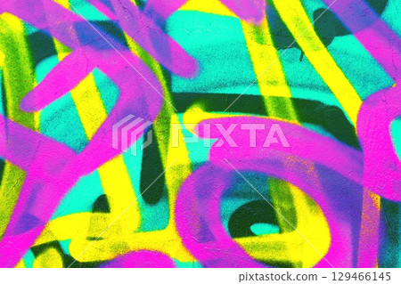 Graffiti-Inspired Abstract Art in Vibrant Neon Colors for Y2K Aesthetic 129466145