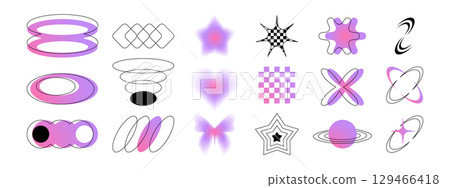 Abstract shapes with y2k gradient effects Abstract shapes with y2k gradient effects 129466418