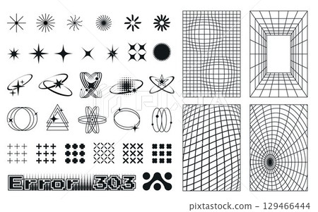 Black geometric shapes with techno aesthetic 129466444