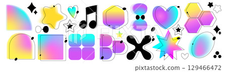 Y2k vibrant gradient shapes and symbols Y2k vibrant gradient shapes and symbols 129466472