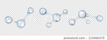 Blue glass chemical molecules with 3d atom 129466479