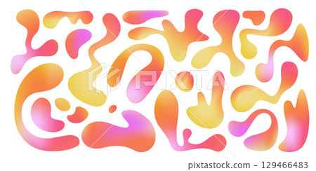 Vibrant funky blobs with liquid gradient 129466483