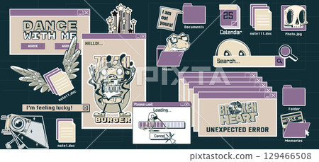 Vintage retro desktop in y2k internet culture 129466508