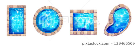 Swimming pool top view set Swimming pool top view set 129466509