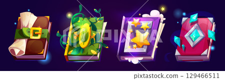 Magic book set for game interface Magic book set for game interface 129466511
